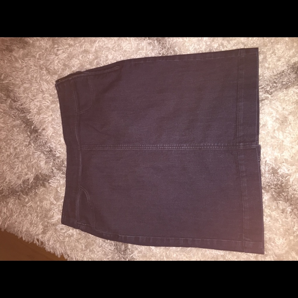 Knee length denim pencil skirt